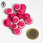 Lot 13 petits boutons enfant plats ovales œil rose et blanc vintage