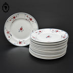 Lot 16 assiettes à dessert plates fleur rose bleue gris Moulin des loups vintage