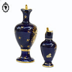 Lot 2 petites aiguières vases bec anse bleu et doré porcelaine de Limoges vintage