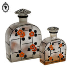 Lot 2 superbes anciens flacons parfum verre émaillé signé époque art déco