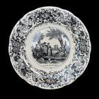 Lot 3 assiettes à dessert parlantes beige noir opaque de Sarreguemines anciennes