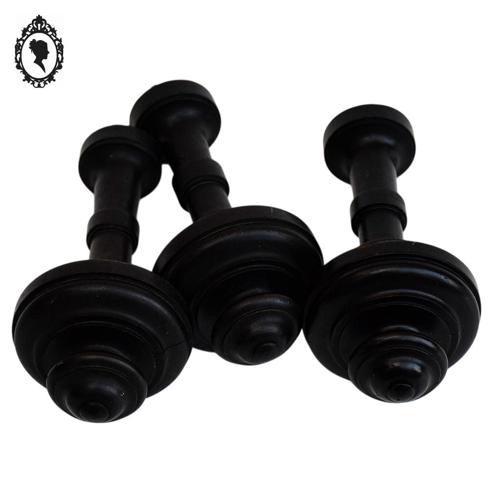 Lot 3 ornementations toupies embrasses bois noir ornement meuble ancien