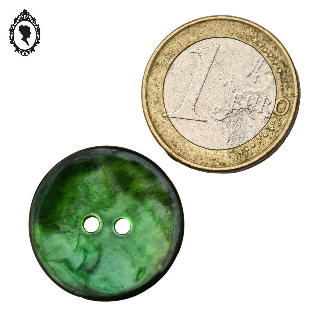 Lot 30 boutons verts en nacre rond ancien vintage D 2,2 cm 22 mm