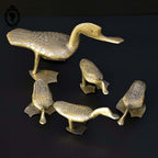 Lot 5 statues figurines canard et canetons dorés en laiton ou bronze vintage