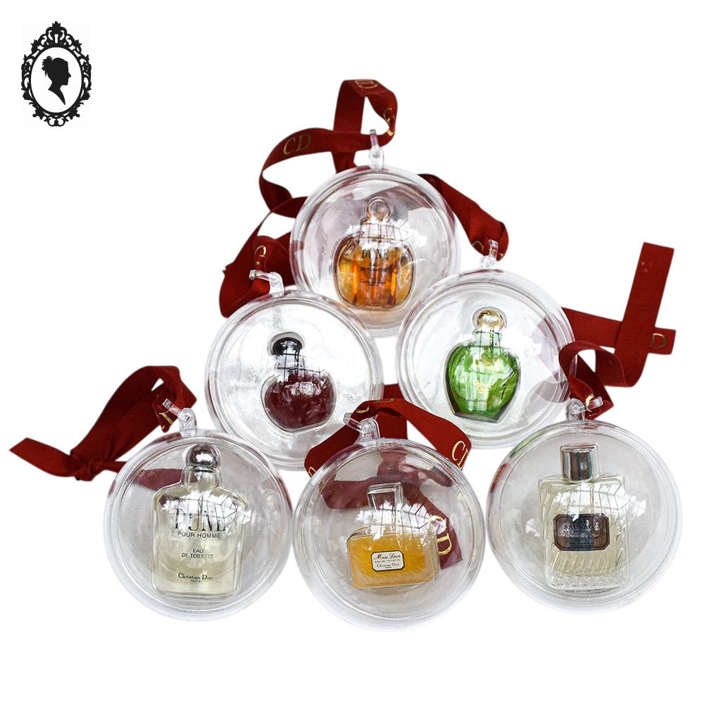 Lot 6 miniatures collection de parfum Christian Dior boules sapin CD