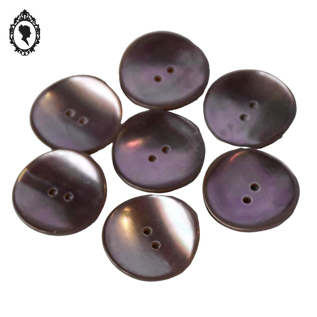 Lot 7 boutons violet parme en nacre rond ancien vintage D 2,2 cm