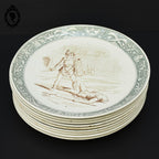 Lot 9 assiettes anciennes plates ou à dessert Terre de Fer Le Duel Louis XIV gladiateurs Creil et Montereau