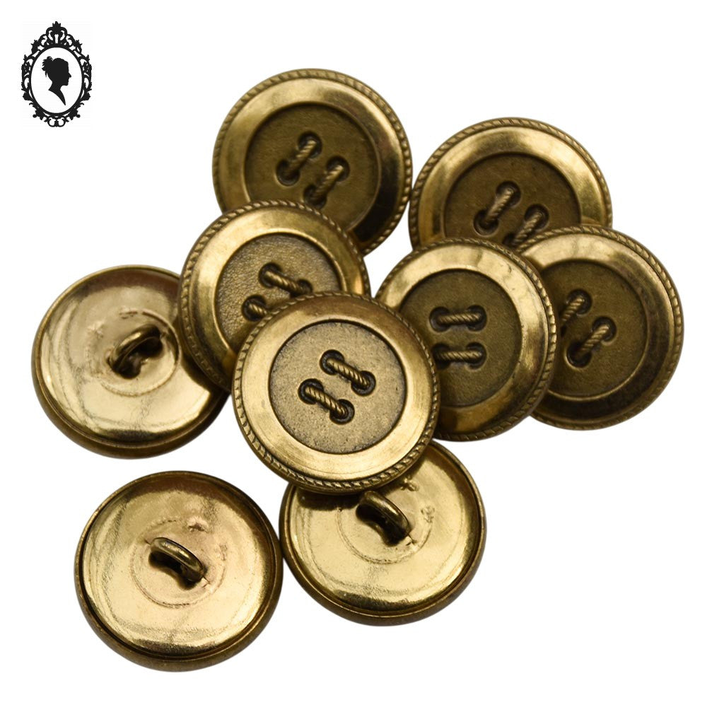 Lot 9 boutons dorés à queue forme bouton en métal D 1,5 cm
