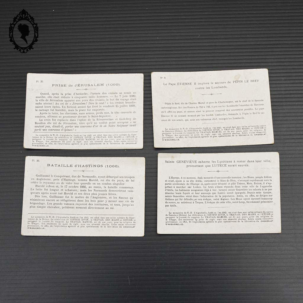 Lot de 4 cartes images chromos pub de la Chocolaterie d’Aiguebelle