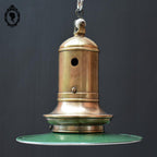 Lustre industriel lampe suspension indus abat jour émaillé et laiton vintage