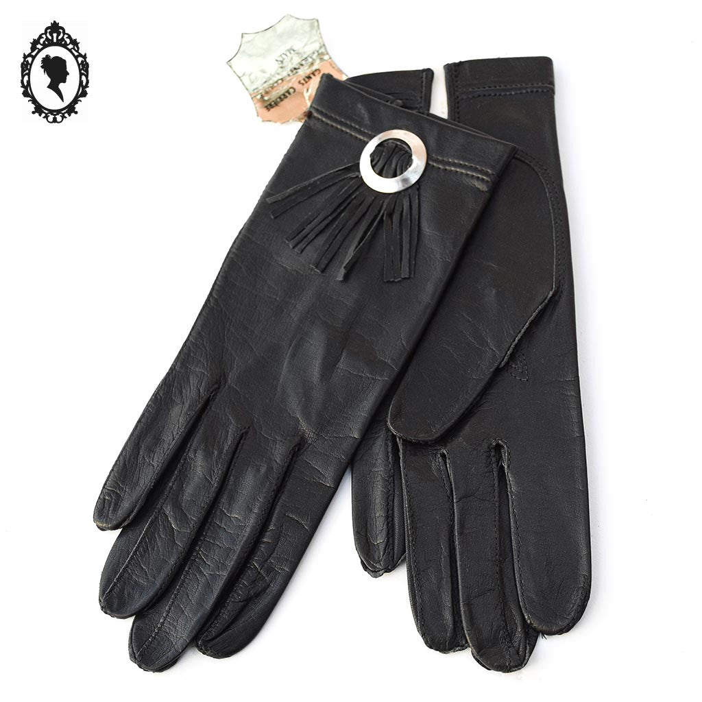 Magnifiques gants femme cuir souple noir T 6 1/2 - 6,5 vintages et neufs