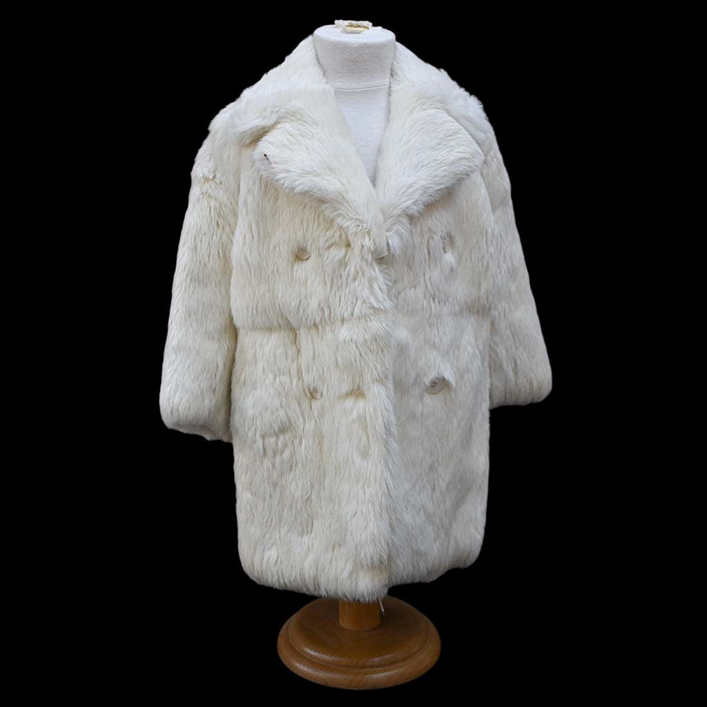 Manteau fourrure en lapin blanc enfant collection vintage ancien