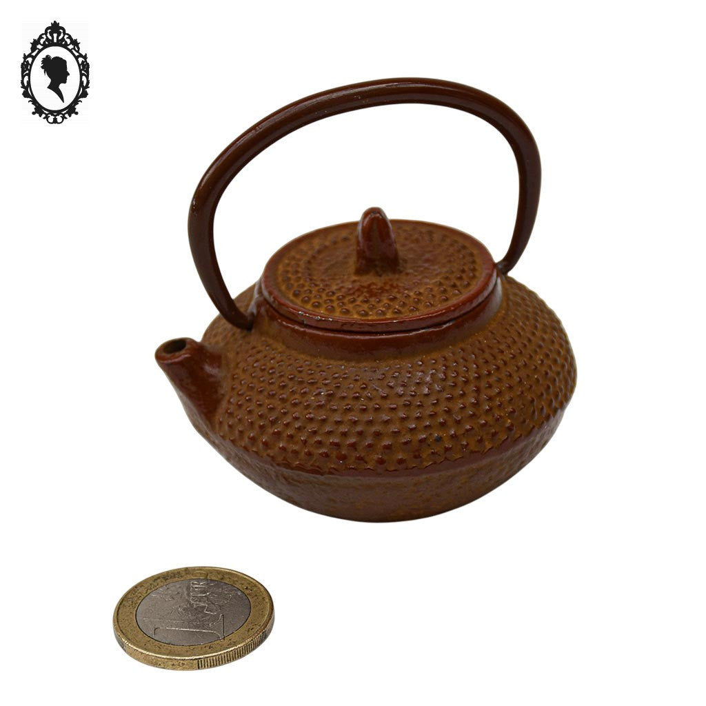 Miniature petite théière en fonte marron collection dînette japonaise
