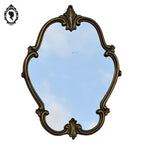 Miroir glace en bronze doré arabesque baroque mural H 36 cm vintage