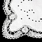 Napperon brodé blanc Richelieu rectangulaire 47 x 32 cm fait main vintage