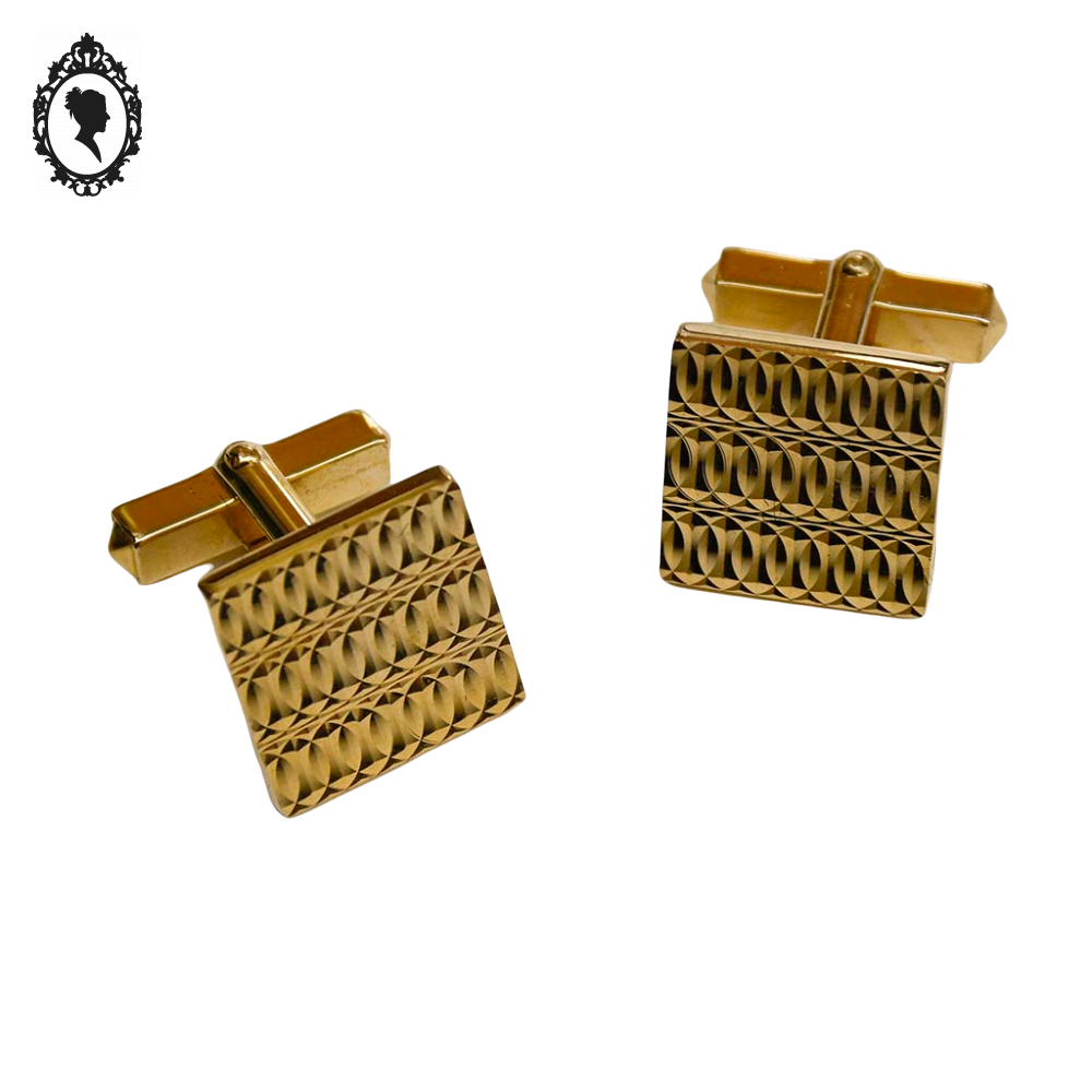 Paire de boutons de manchette Prince doré carré Vénus VINTAGE