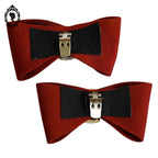 Paire de nœuds papillon rouge et doré pour chaussures vintages