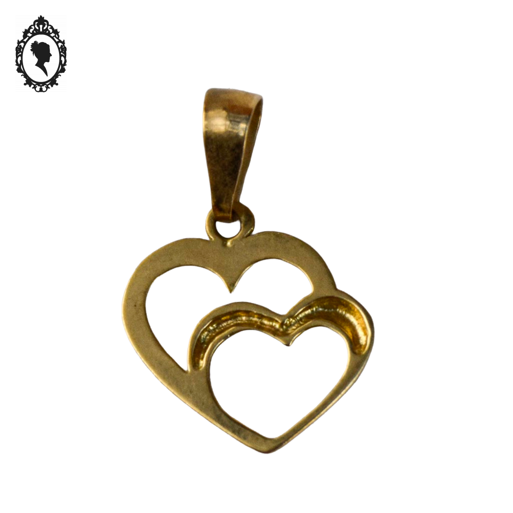 Pendentif en forme de 2 cœurs en or avec poinçon