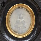 Petit cadre miniature médaillon femme photo daguerréotype ancien HFV à Paris