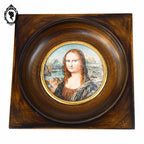 Petit cadre miniature portrait médaillon femme rousse sur ivoire signé JR ancien