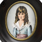 Petit cadre miniature portrait médaillon petit Lord sur ivoire signé ancien vintage