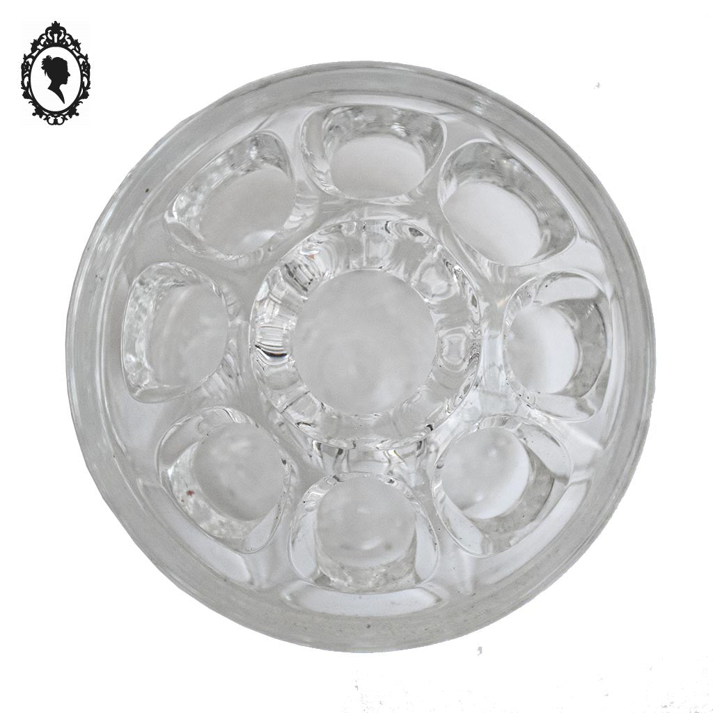 Petit vase pique fleurs Reims rond verre blanc 9 trous vintage