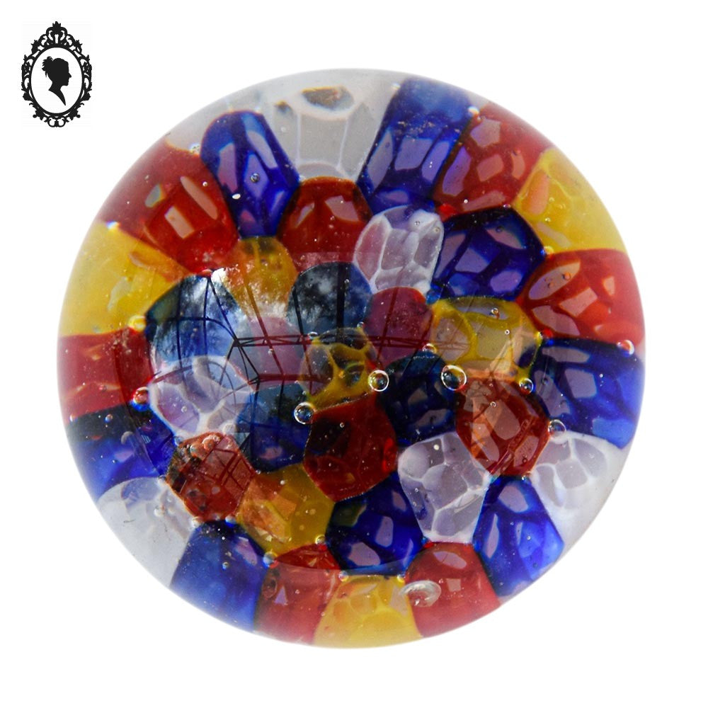 Petite boule sulfure mille fleurs Millefiori presse papier en verre polychrome vintage