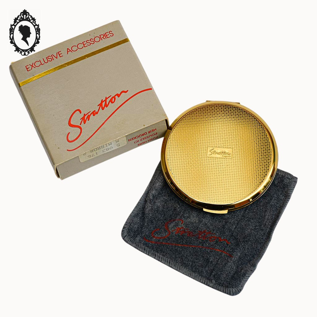 Poudrier miroir de sac métal doré Stratton England collection vintage