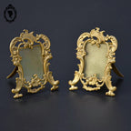 Rare paire de petits cadres pour photo miniature à poser en laiton ancien