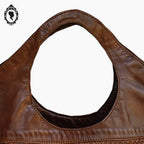 Sac cabas cuir cognac marron devant tressé vintage
