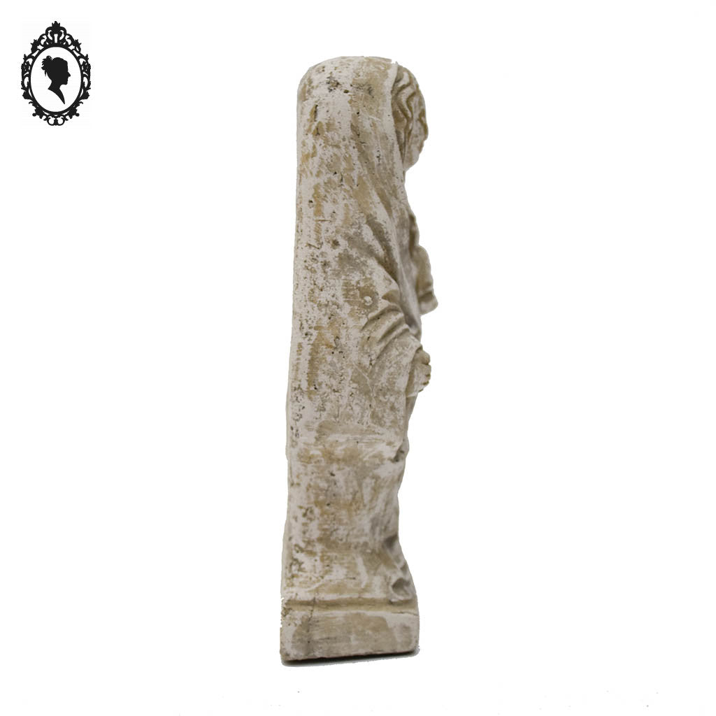Petite sculpture statue Vierge Marie de Pitié Rodez avec enfant jésus plâtre H 13 cm
