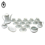 Service 12 tasses à café pots cafetière sucrier porcelaine fine Porcel Portugal blanc doré