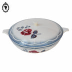 Soupière blanche Magali Digoin Sarreguemines France fleur rose liseré bleu vintage