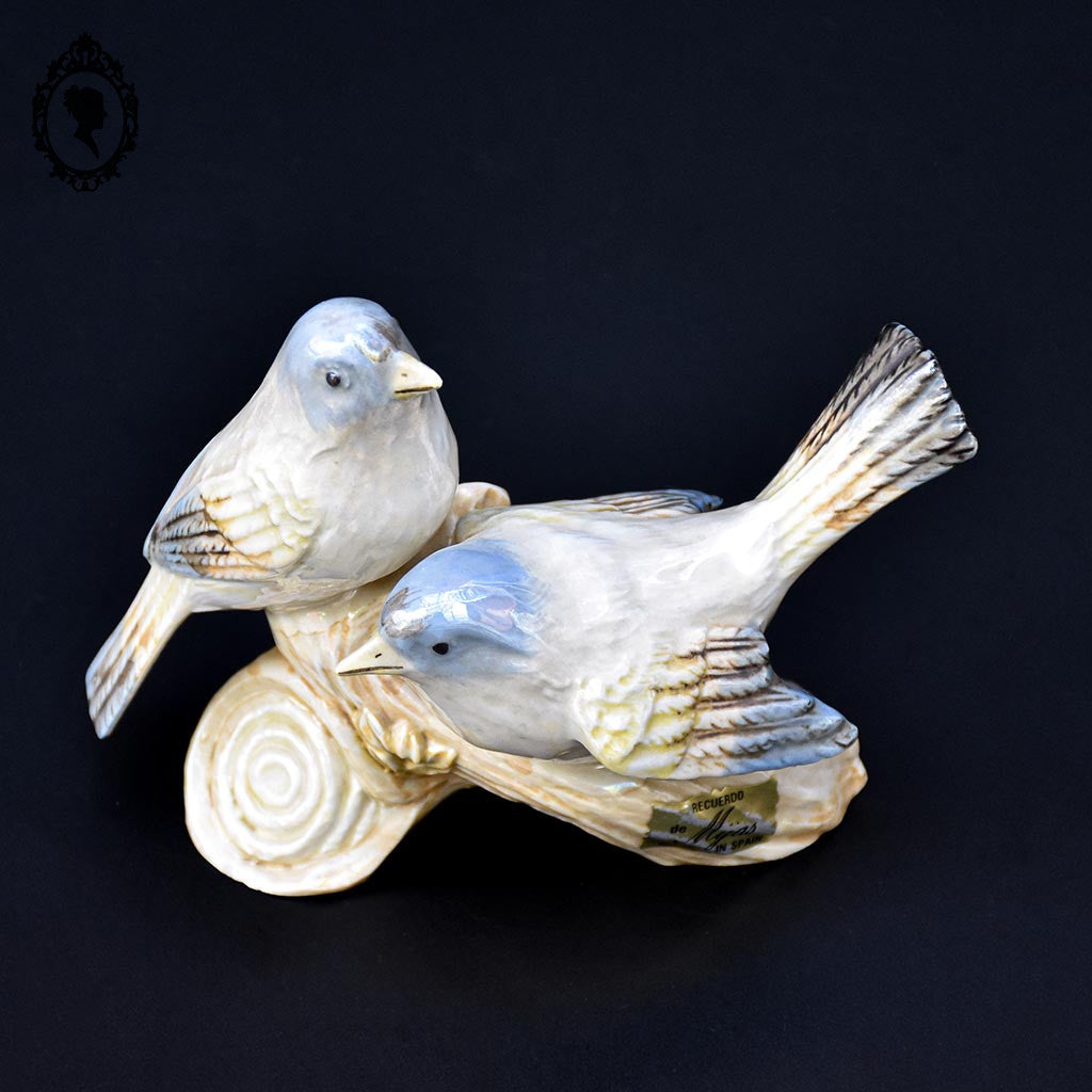 Statue figurine 2 oiseaux porcelaine céramique souvenir d’Espagne vintage