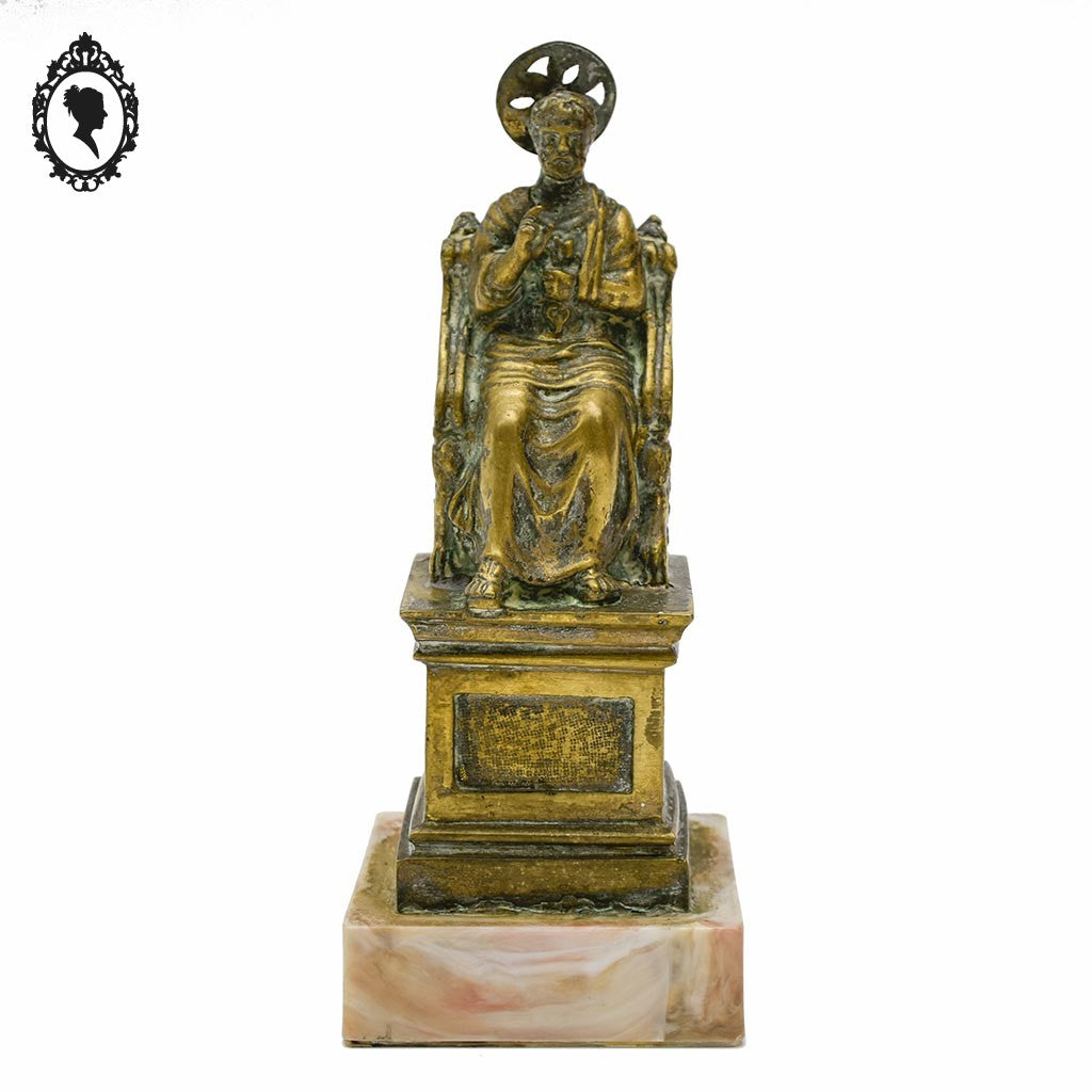 Statuette figurine ancienne religieuse St Pierre en laiton H 16 cm ancien vintage
