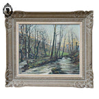 Tableau peinture à l’huile paysage signé Roger Serpantié sur isorel vintage