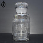 Pot en verre soufflé flacon Apothicaire pharmacie couvercle forme tonneau ancien
