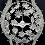 Couronne florale ange perles blanches objet de curiosité mortuaire ancienne 1900 H 76 cm