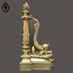 Élégant défenseur de cheminée chenets barre bronze doré chimère dauphin serpent de mer poisson ancien