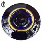 Service 12 tasses soucoupes porcelaine d’Art Legle Limoges France bleu or + cuillères