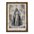 Cadre ancien religieux ancien doré – Sacré-Cœur de Jésus « Venez à moi » 26 x 36 cm