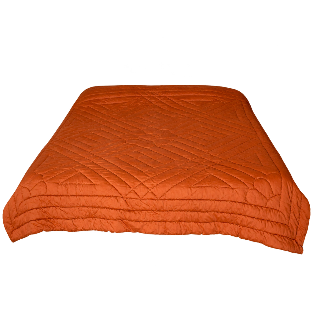 Couverture piquée ancienne orange, garnissage laine – 217 × 220 cm