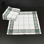 Lot 12 serviettes de table ou petits torchons à grands carreaux vert rouge blanc frise vintage Neuf