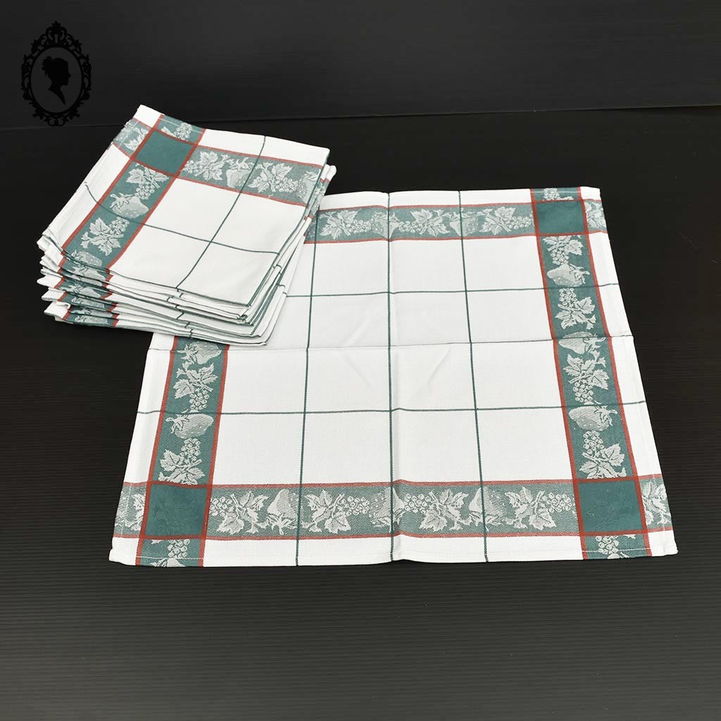 Lot 12 serviettes de table ou petits torchons à grands carreaux vert rouge blanc frise vintage Neuf