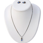 Parure en argent sabots bleu et blanc style Delft hollandais – Collier pendentif chaîne et boucles d’oreilles