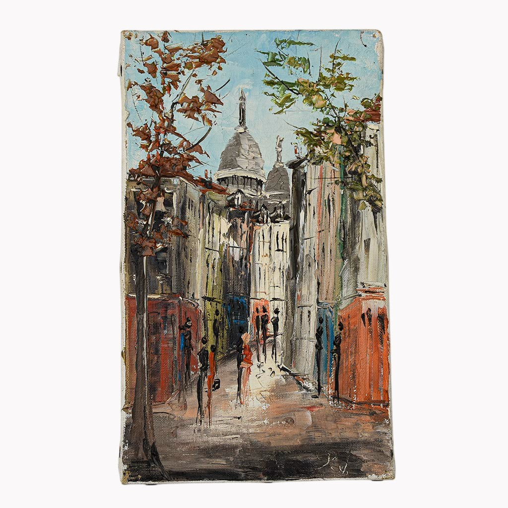 Petit tableau de Montmartre et du Sacré-Cœur Burnet – Vue de Paris, 24 × 14 cm