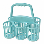 Porte-bouteilles vintage en plastique bleu turquoise — 6 compartiments