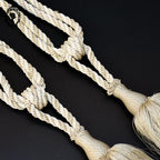 2 embrasses pompon gland de clé cordon beige passementerie pour rideau