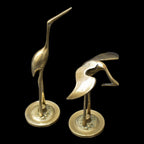 2 statues figurines hérons cigognes en laiton doré H 29 cm vintages