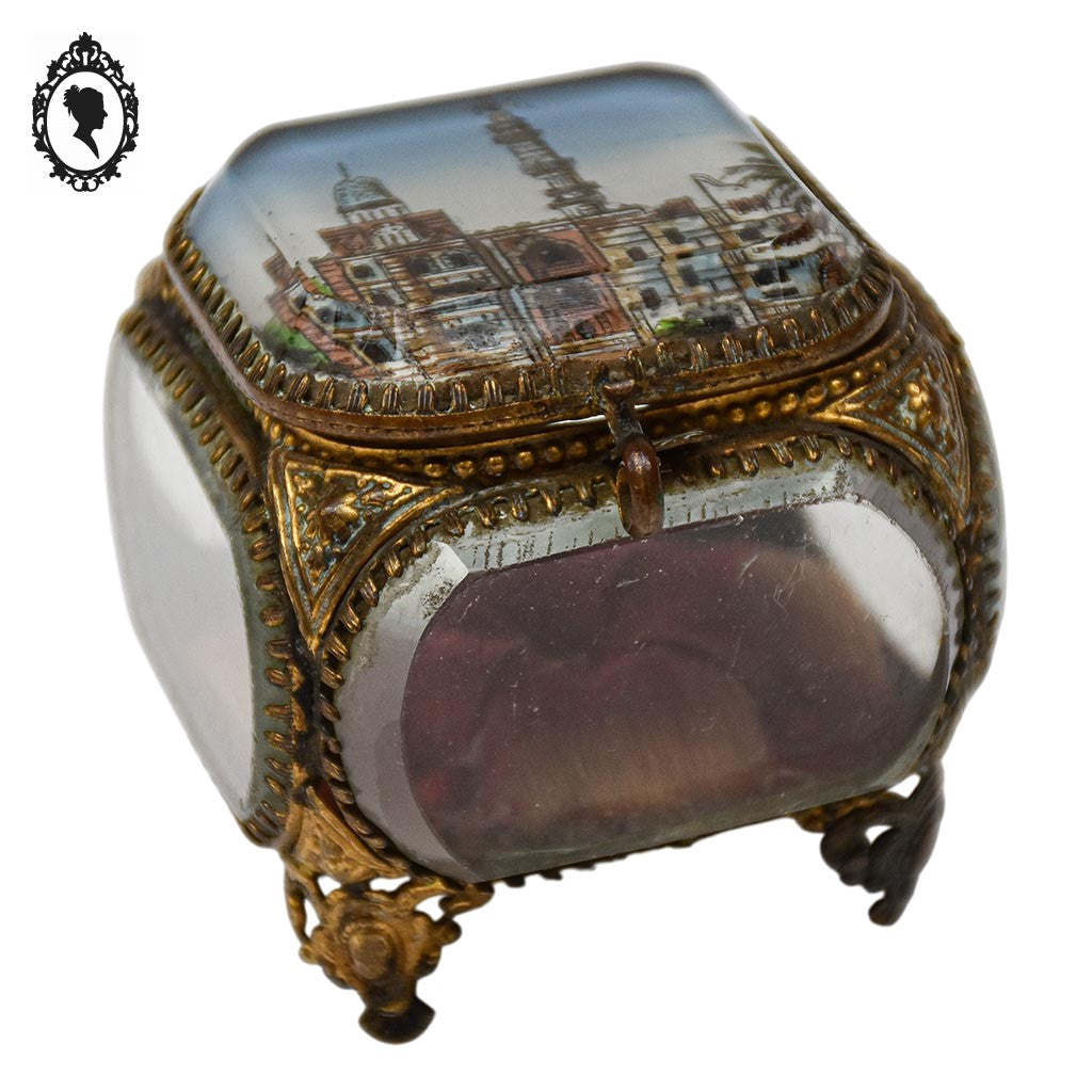 Boite à bijoux coffret 5 verres biseautés Napoléon III Le Caire ancien